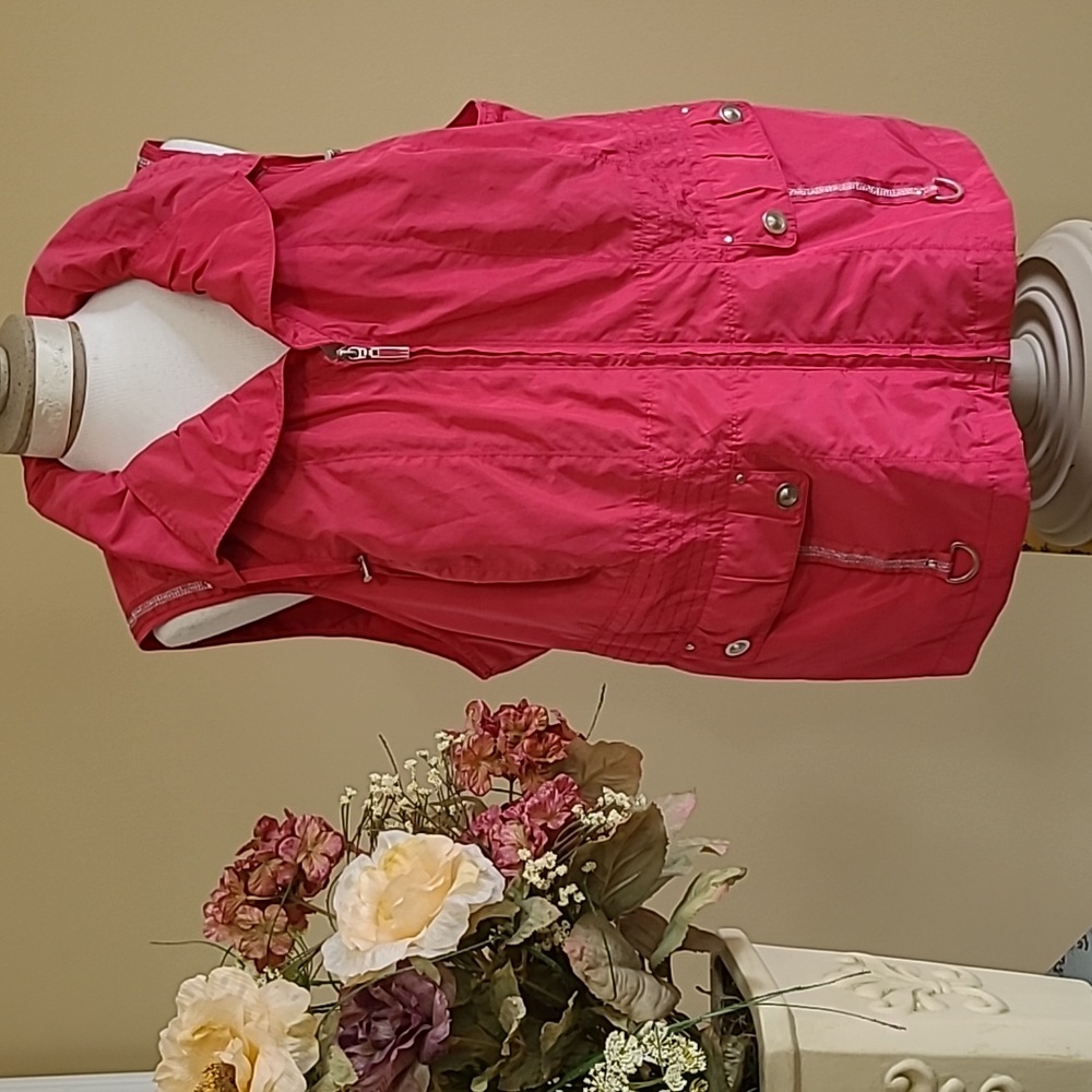 Plus Womens Vest Hot Pink Tailored Silver Accents Detailed Stitching CJ Banks 1X